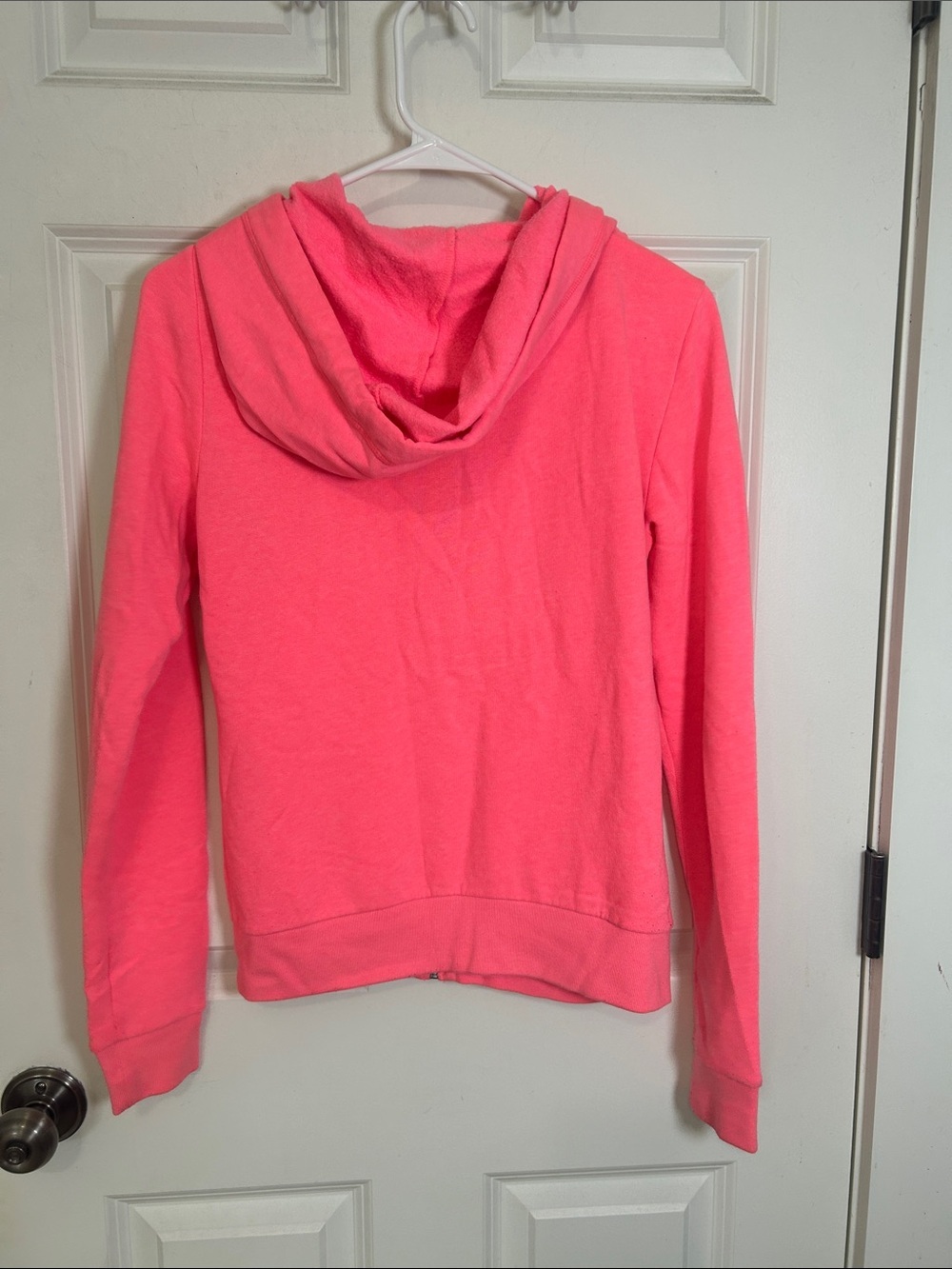 PINK Victoria's Secret Hot Pink Zip-Up Hoodie Size XS - Picture 4 of 5